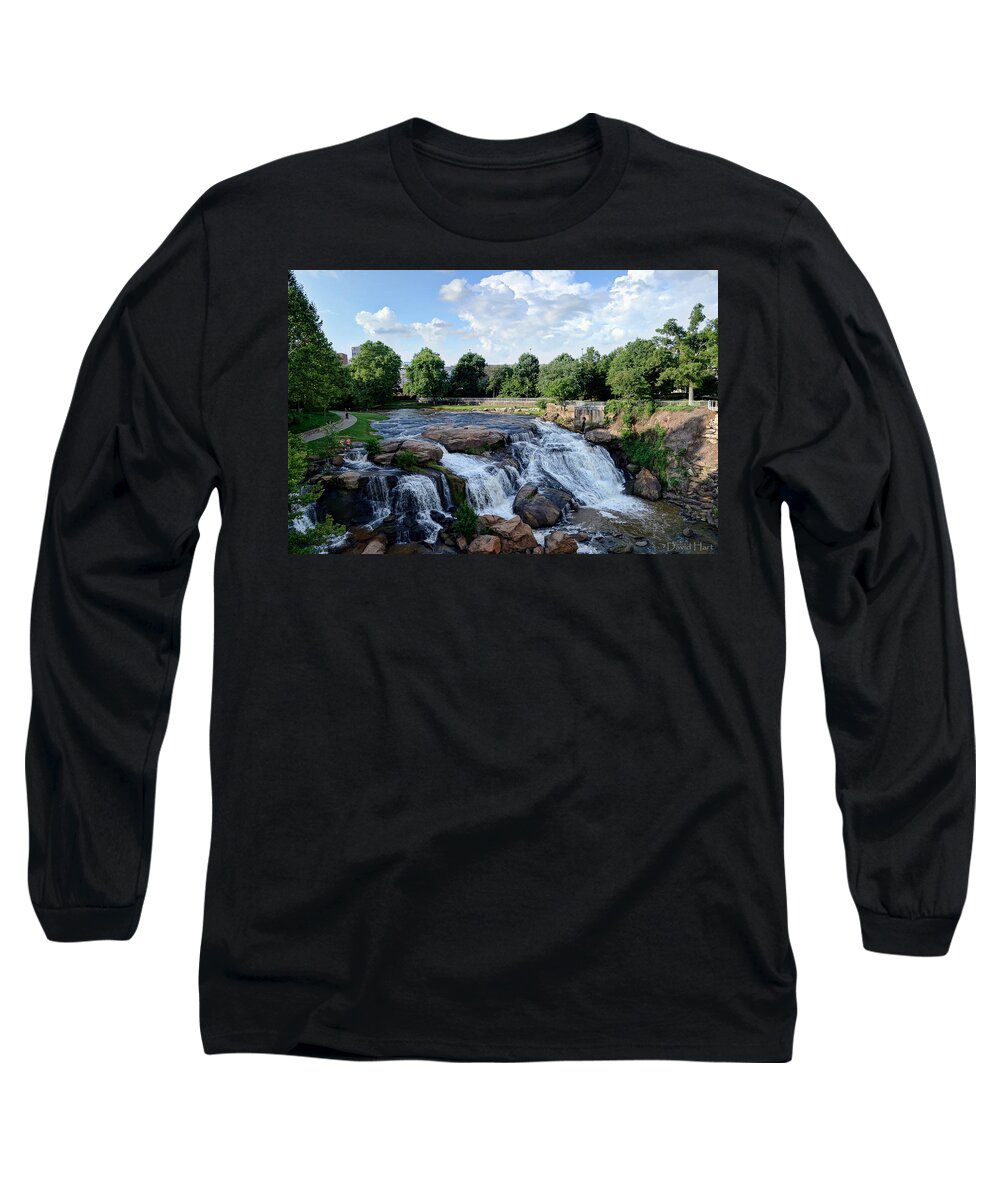 Reedy Long Sleeve T-Shirt featuring the photograph Reedy River Falls #2 by David Hart