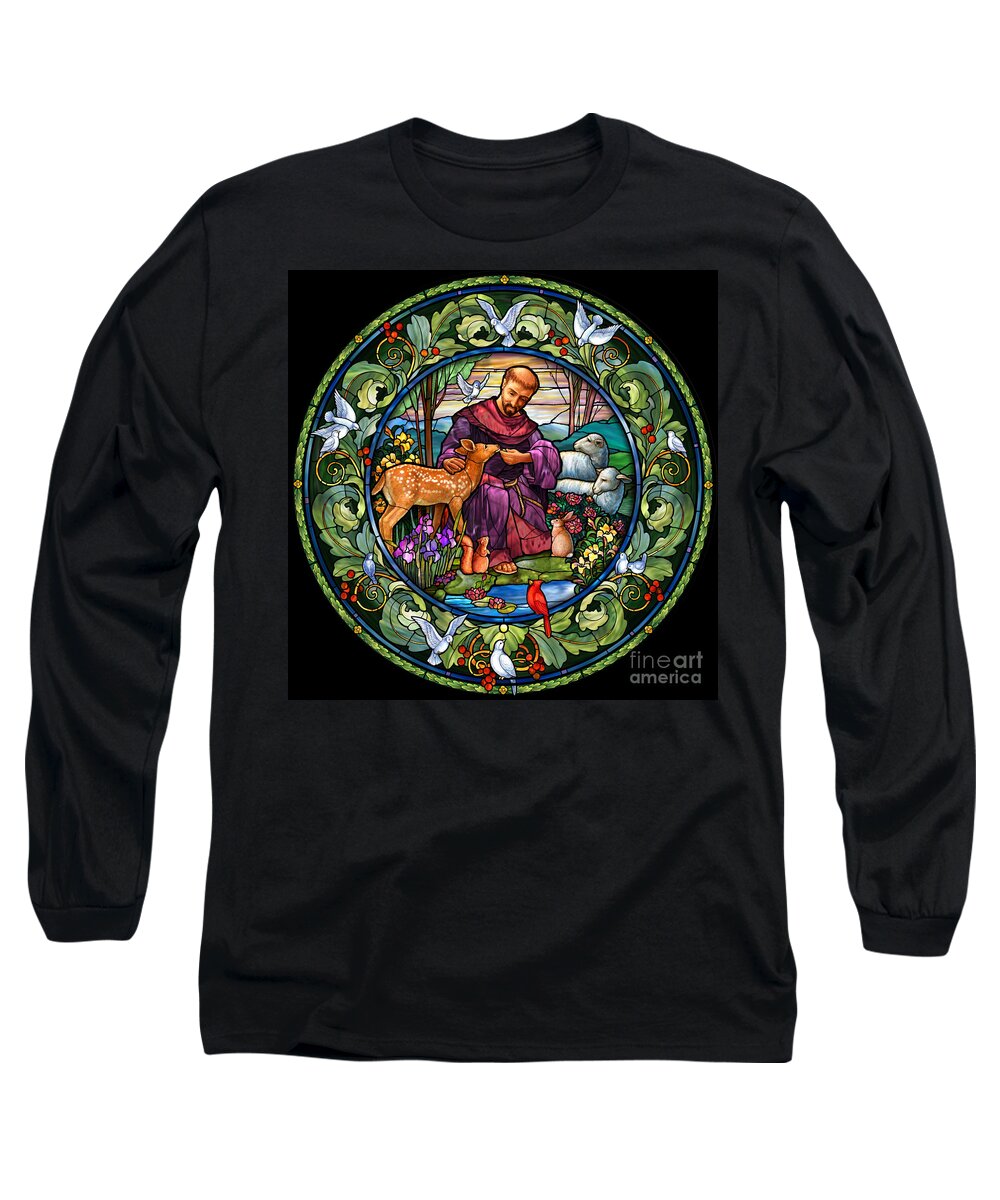 St. Francis Long Sleeve T-Shirt featuring the digital art St. Francis of Assisi #2 by Randy Wollenmann