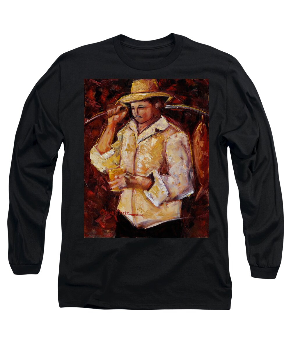 Jibaro Long Sleeve T-Shirt featuring the painting Jibaro de la costa by Oscar Ortiz