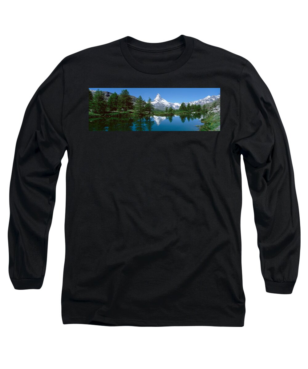 Photography Long Sleeve T-Shirt featuring the photograph Reflection Of A Mountain In A Lake #3 by Panoramic Images