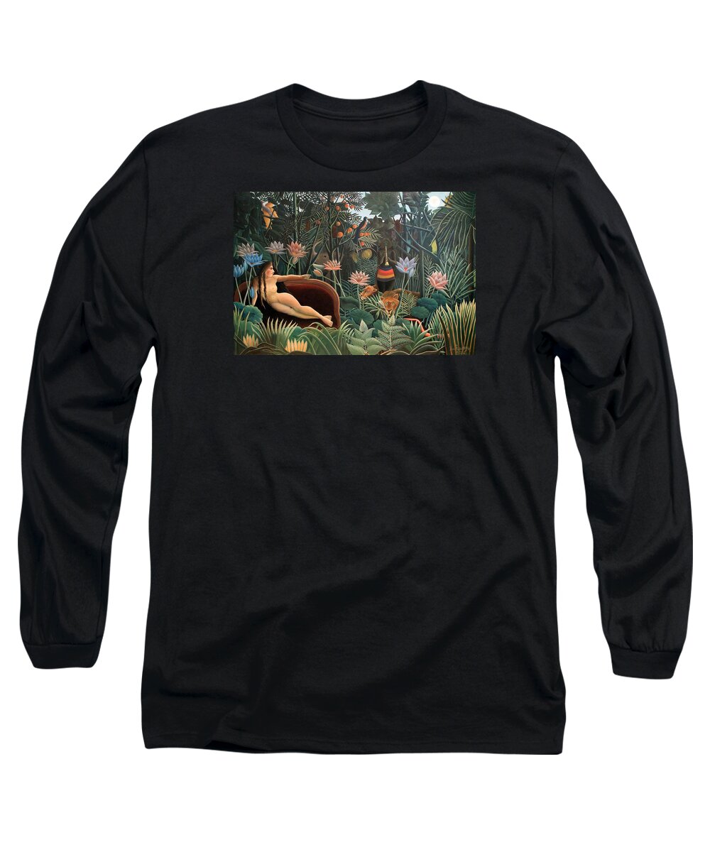 Henri Rousseau Long Sleeve T-Shirt featuring the painting The Dream #3 by Henri Rousseau