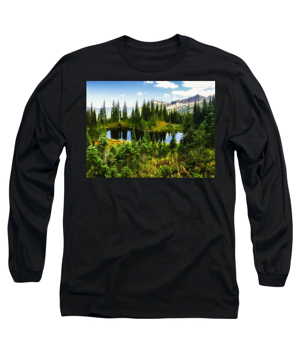 Cascades Long Sleeve T-Shirt featuring the photograph 30920-55 Trailside Lake by Albert Seger