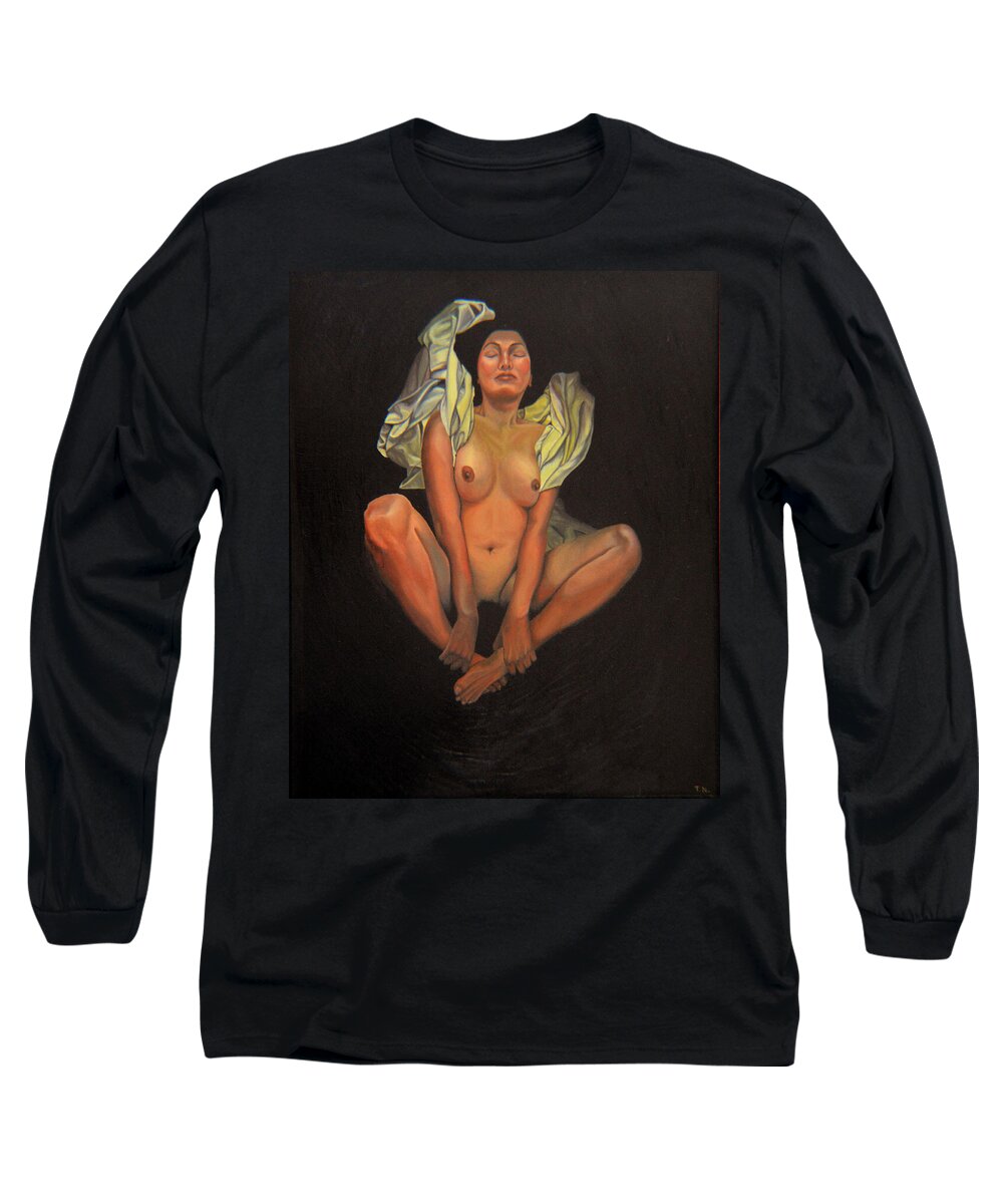 Nude Long Sleeve T-Shirt featuring the painting 5 30 A.m. by Thu Nguyen