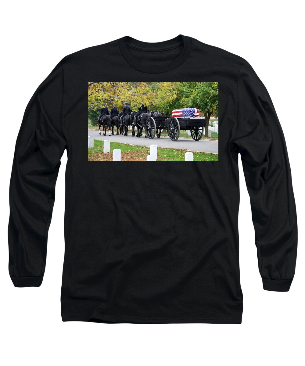Arlington National Cemetery Long Sleeve T-Shirt featuring the photograph A Funeral In Arlington by Cora Wandel