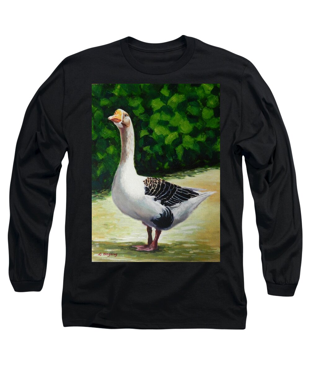 Animal Long Sleeve T-Shirt featuring the painting A Noble, Peru Impression by Ningning Li