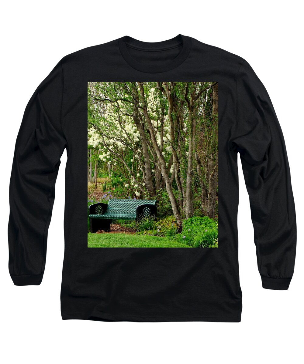 Benches Long Sleeve T-Shirt featuring the photograph A Place To Sit by Rodney Lee Williams