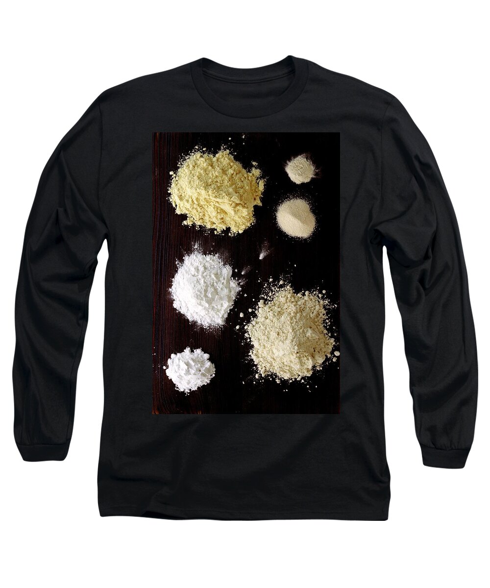 Cooking Long Sleeve T-Shirt featuring the photograph A Selection Of Gluten Free Flours by Romulo Yanes