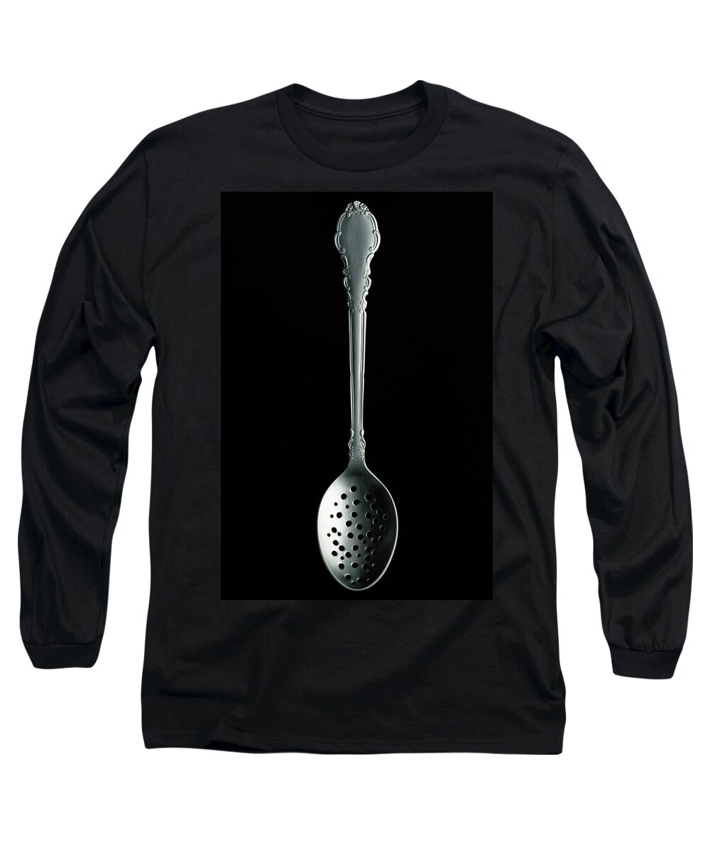 Kitchen Long Sleeve T-Shirt featuring the photograph A Slotted Spoon by Romulo Yanes