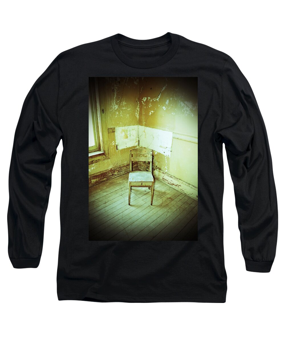  Building Long Sleeve T-Shirt featuring the photograph A Small Chair by Holly Blunkall