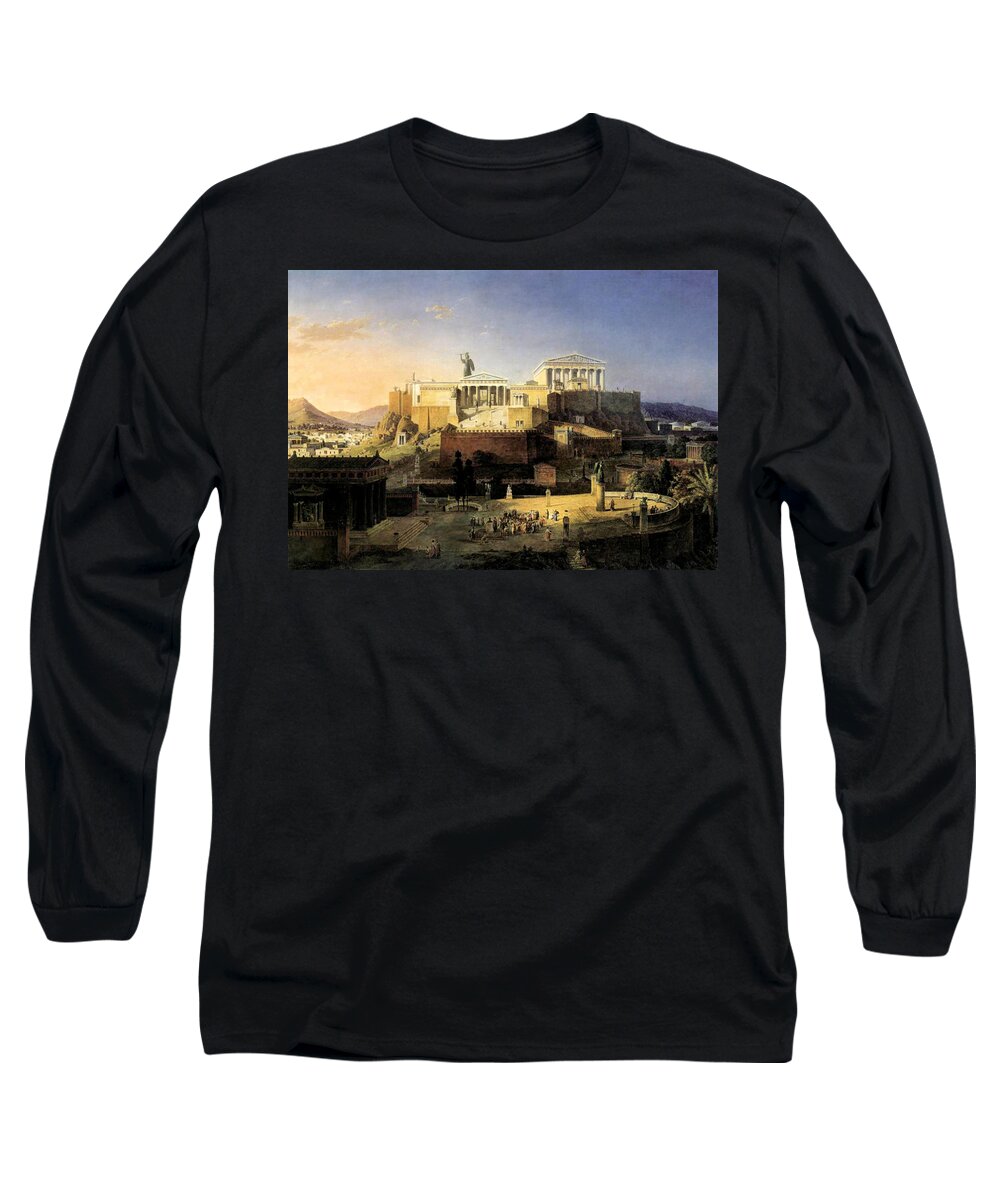 Acropolis Long Sleeve T-Shirt featuring the painting Acropolis of Athens by Leo von Klenze