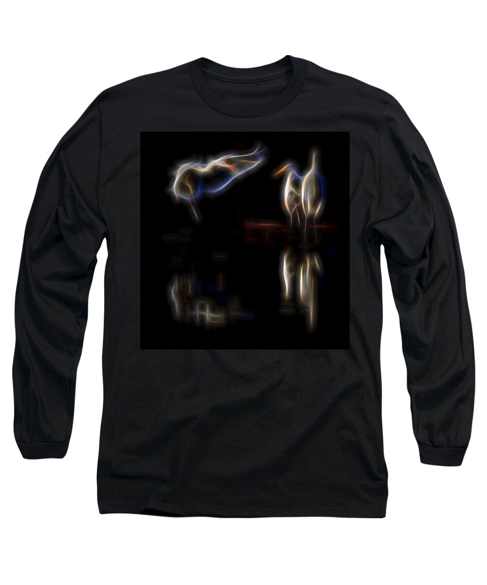 White Birds Long Sleeve T-Shirt featuring the digital art Air Elementals 1 by William Horden