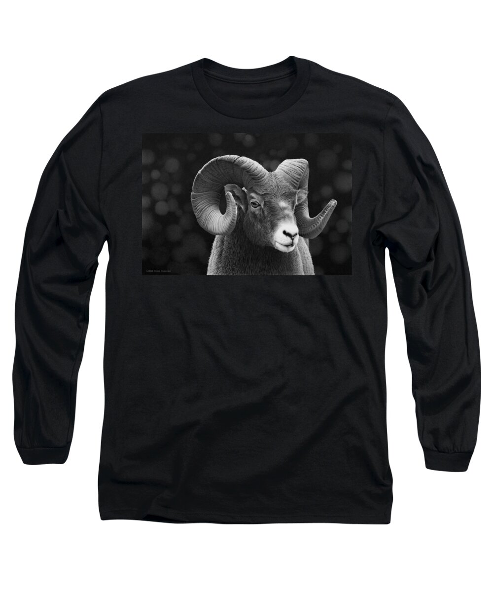 Ram Long Sleeve T-Shirt featuring the drawing Aries by Stirring Images