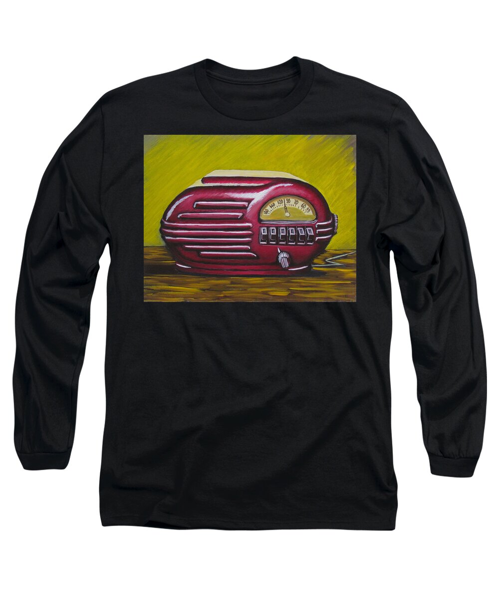Radio Long Sleeve T-Shirt featuring the painting Art Deco Radio by Kevin Hughes