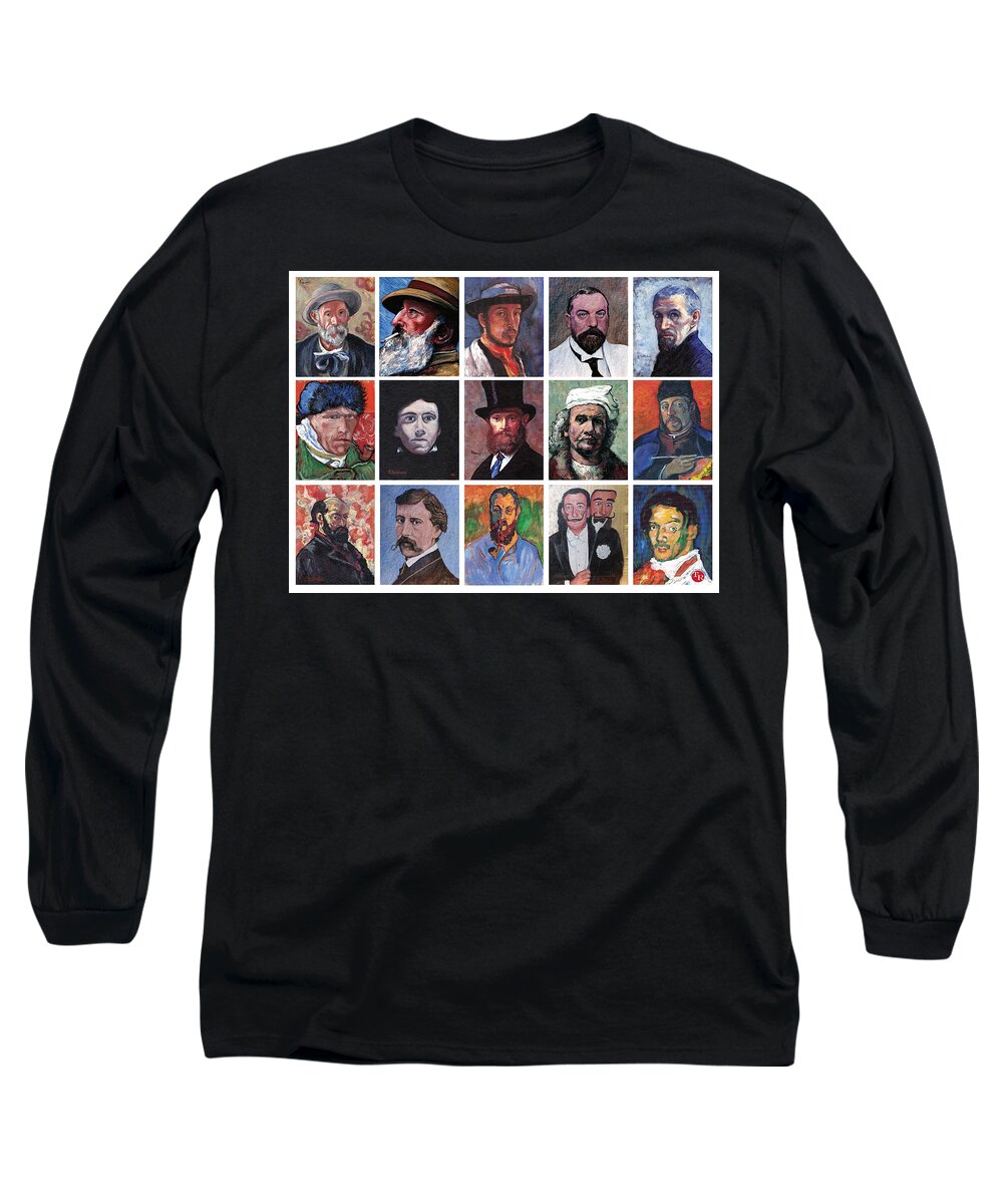 Famous Artist Self Portraits Long Sleeve T-Shirt featuring the painting Artist Portraits Mosaic by Tom Roderick
