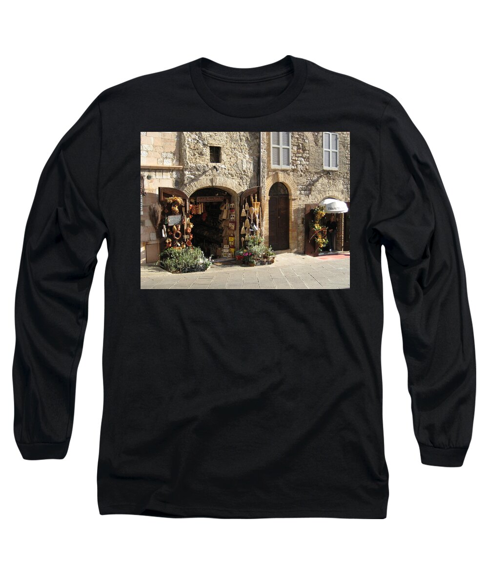 Assisi Long Sleeve T-Shirt featuring the photograph Assisi Stores by Linda L Brobeck