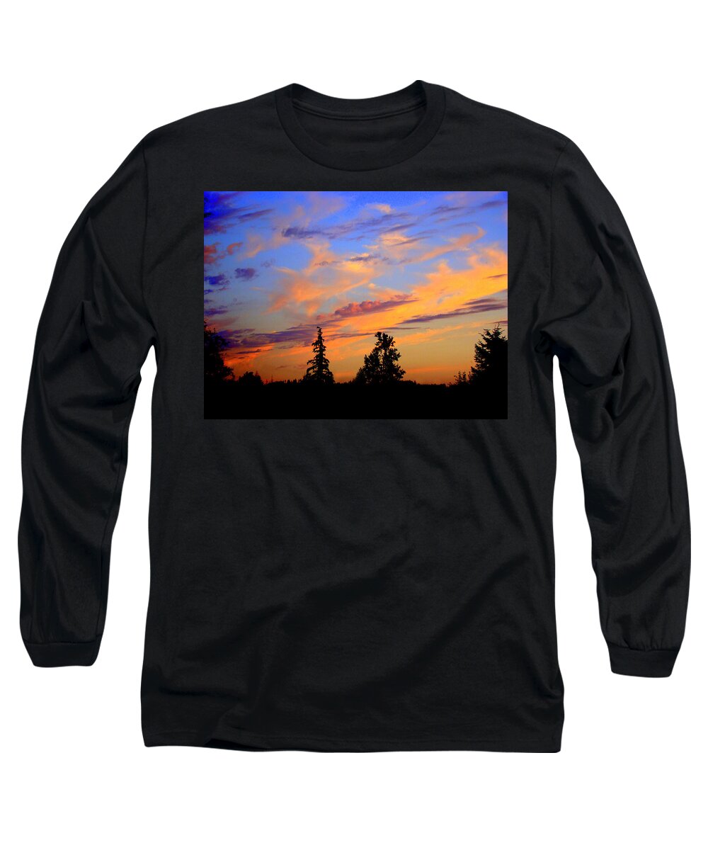 August Sunset Long Sleeve T-Shirt featuring the photograph August sunset by Lisa Rose Musselwhite