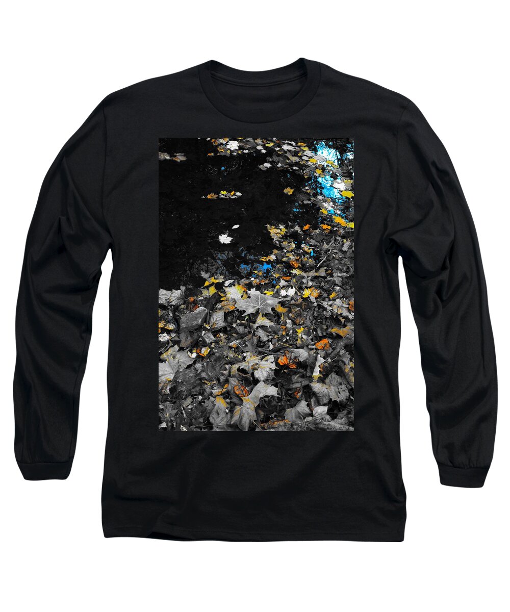 Leaves Long Sleeve T-Shirt featuring the photograph Autumn's Last Color by Photographic Arts And Design Studio