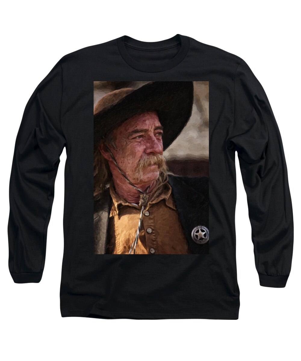 Cowboy Long Sleeve T-Shirt featuring the digital art Badge by Jack Milchanowski