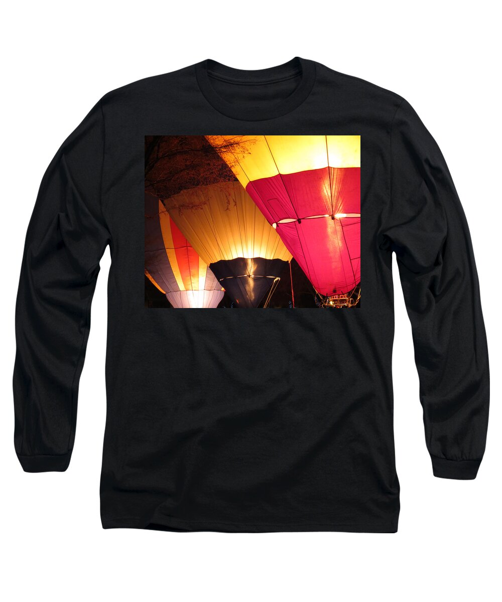 Flying Long Sleeve T-Shirt featuring the photograph Balloons at Night by Laurel Powell