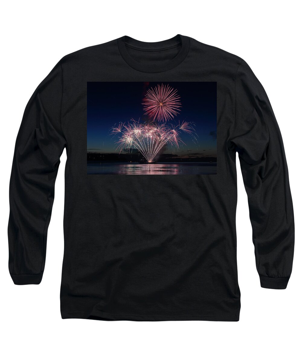 Water Long Sleeve T-Shirt featuring the photograph Beachfest Fireworks 2013 by Randy Hall