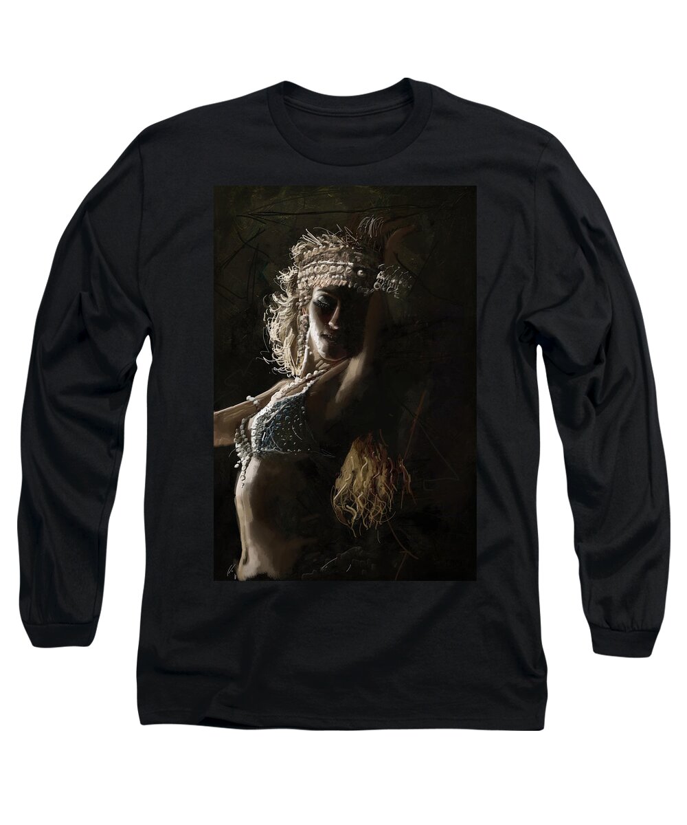 Belly Dance Art Long Sleeve T-Shirt featuring the painting Belly Dancer 8 by Corporate Art Task Force