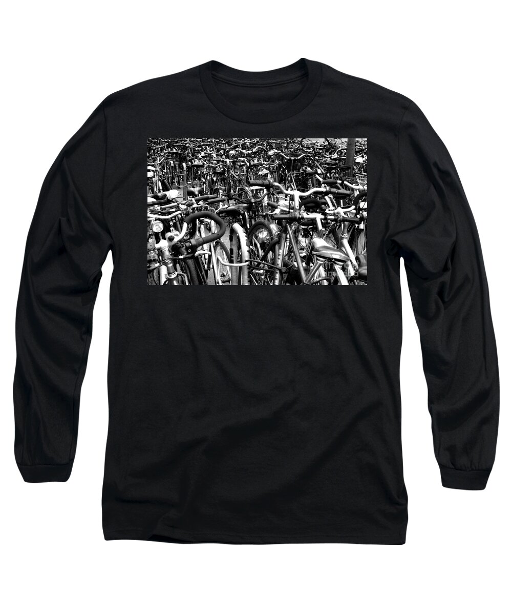 Bikes Long Sleeve T-Shirt featuring the photograph Sea of Bicycles- Karlsruhe Germany by Joey Agbayani