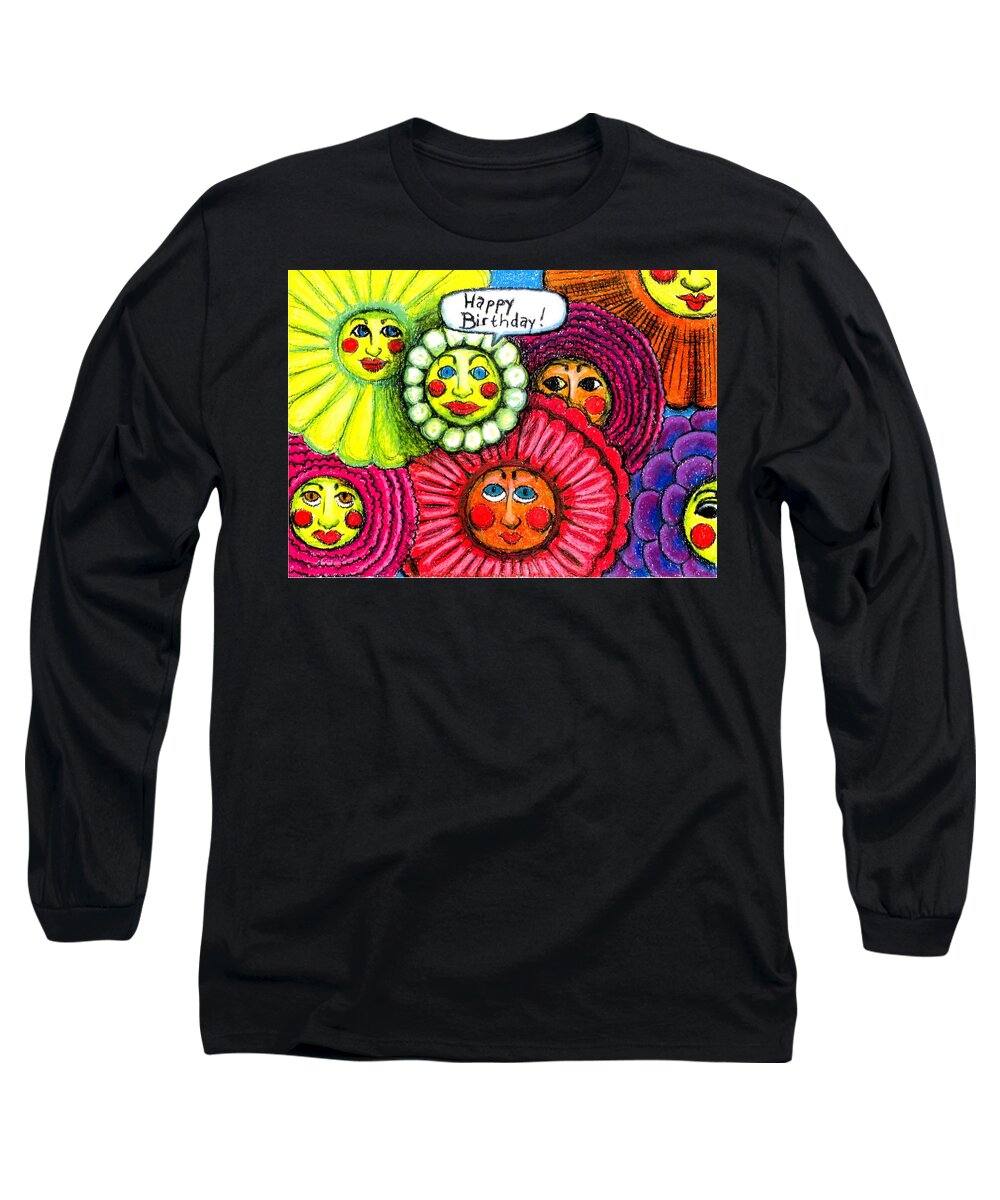 Flowers Long Sleeve T-Shirt featuring the painting Birthday Flowers by Genevieve Esson