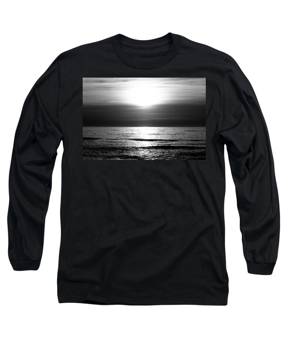 Black And White Long Sleeve T-Shirt featuring the photograph Black and White Sunset by Pati Photography