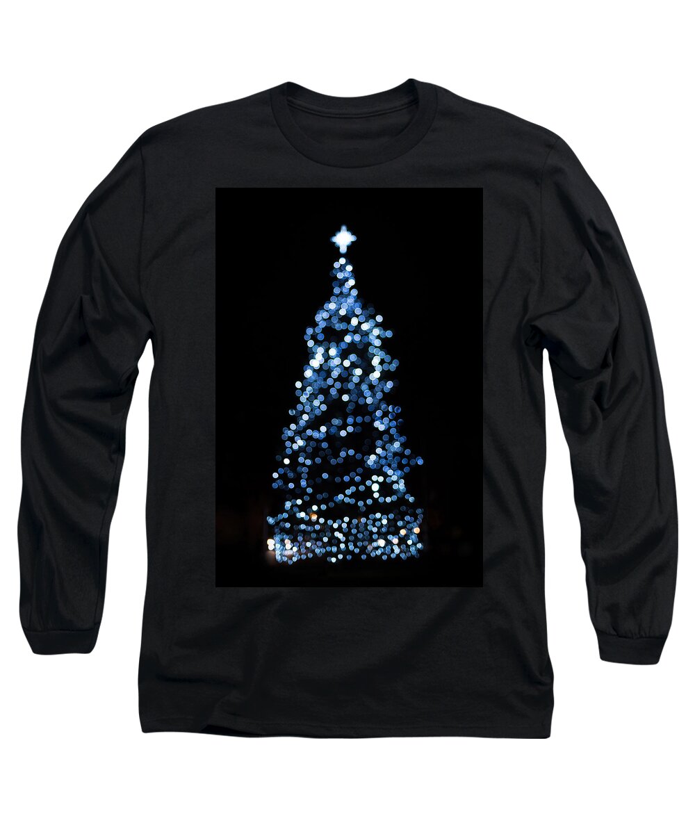 Blue Christmas Lights Long Sleeve T-Shirt featuring the photograph Blue Christmas Lights by Terry DeLuco