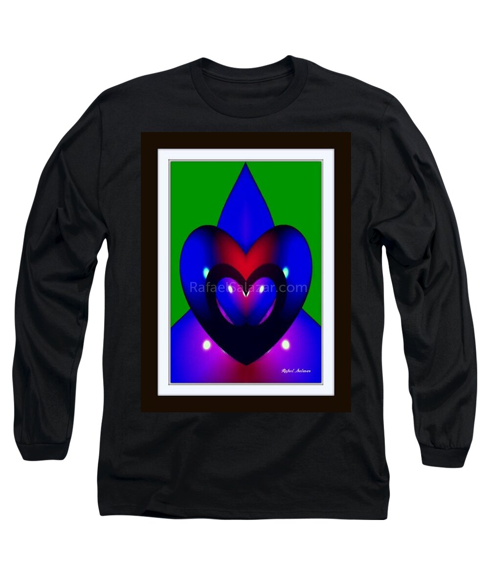 Art Long Sleeve T-Shirt featuring the painting Blue Hearts by Rafael Salazar
