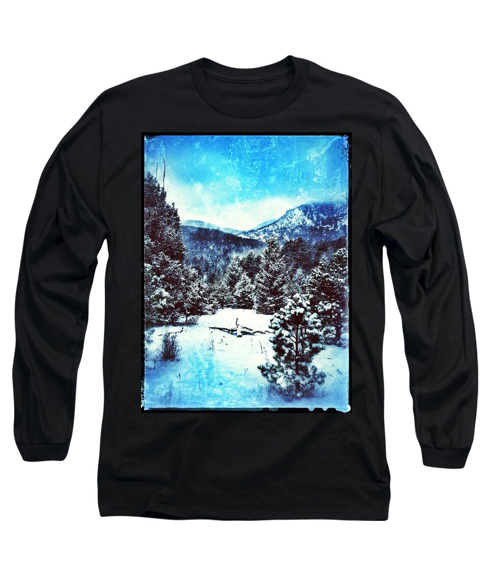 Blue Long Sleeve T-Shirt featuring the digital art Blue Winter I by Dan Miller