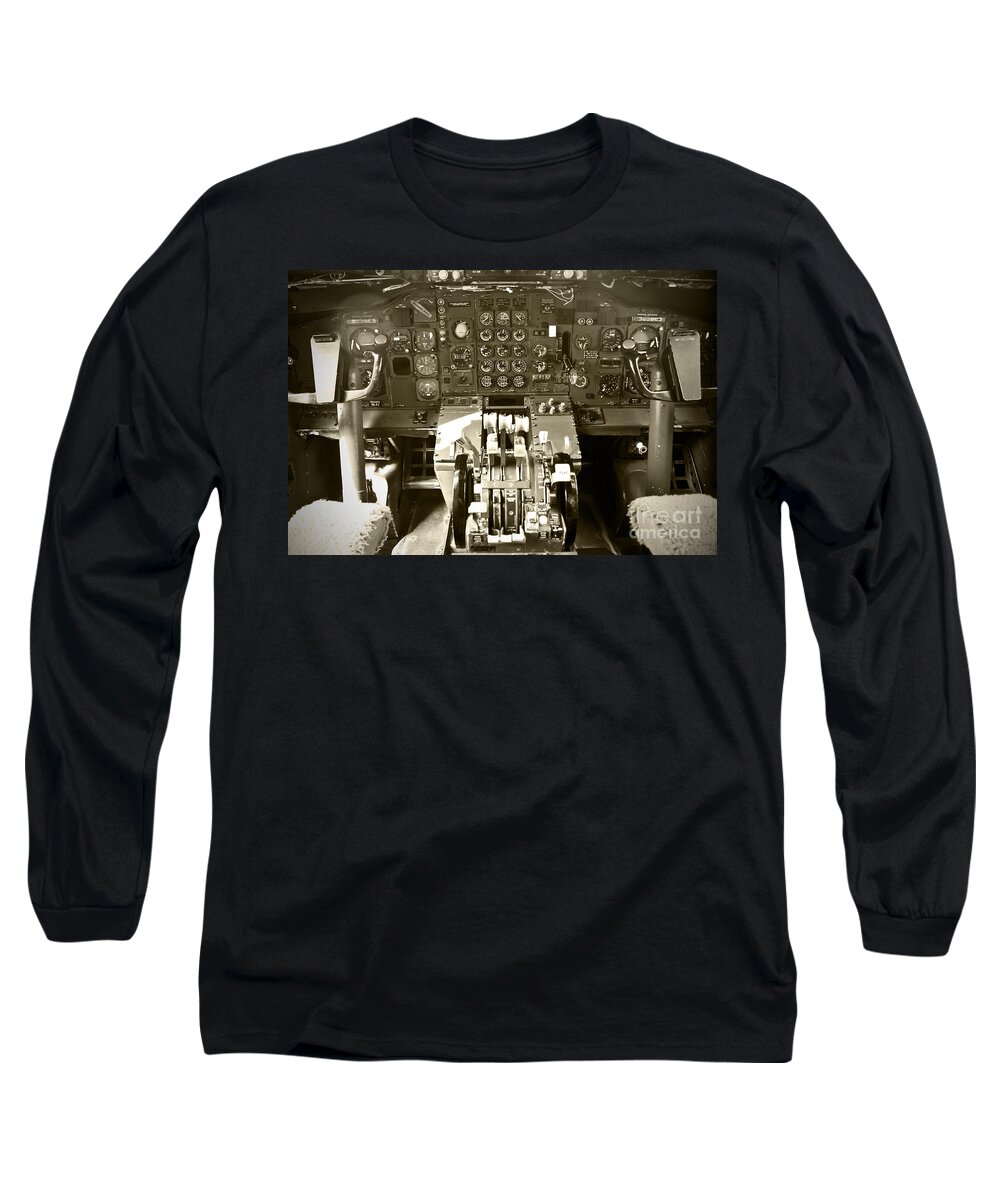 Boeing Long Sleeve T-Shirt featuring the photograph Boeing B727 Cockpit by Micah May