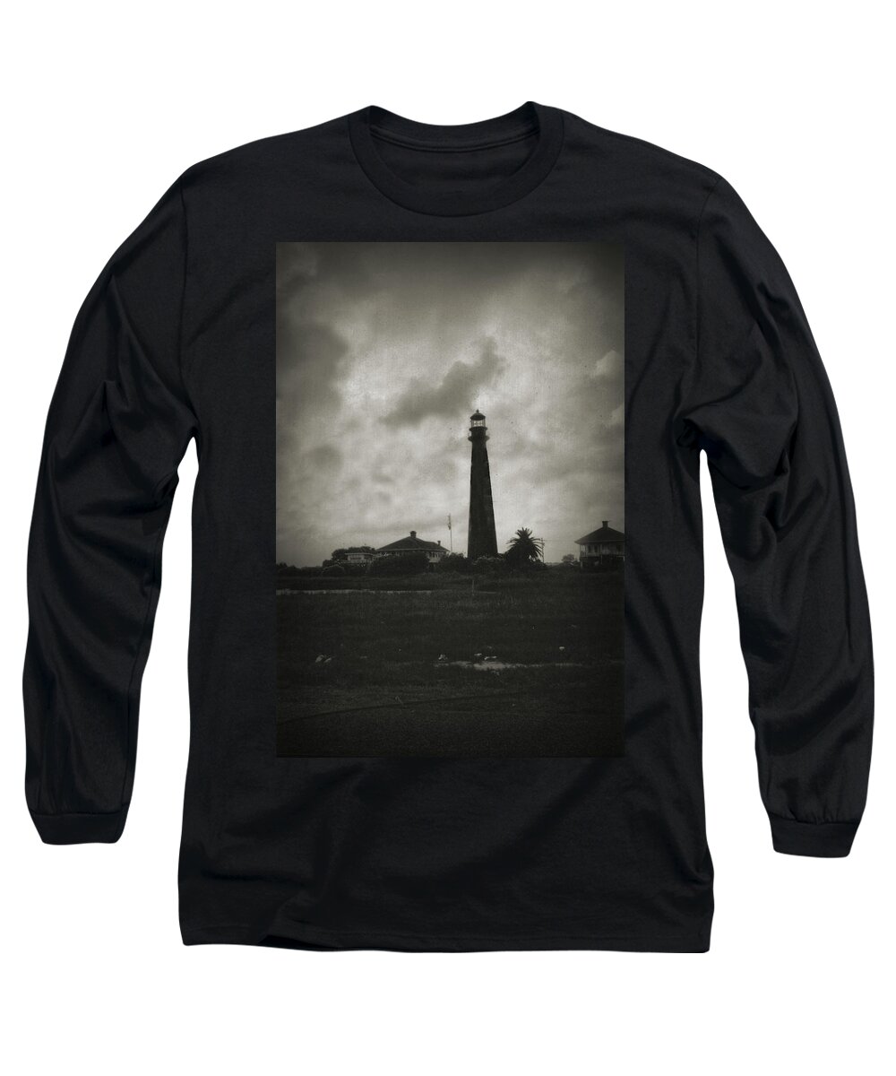 Bolivar Lighthouse Long Sleeve T-Shirt featuring the digital art Bolivar Lighthouse by Linda Unger