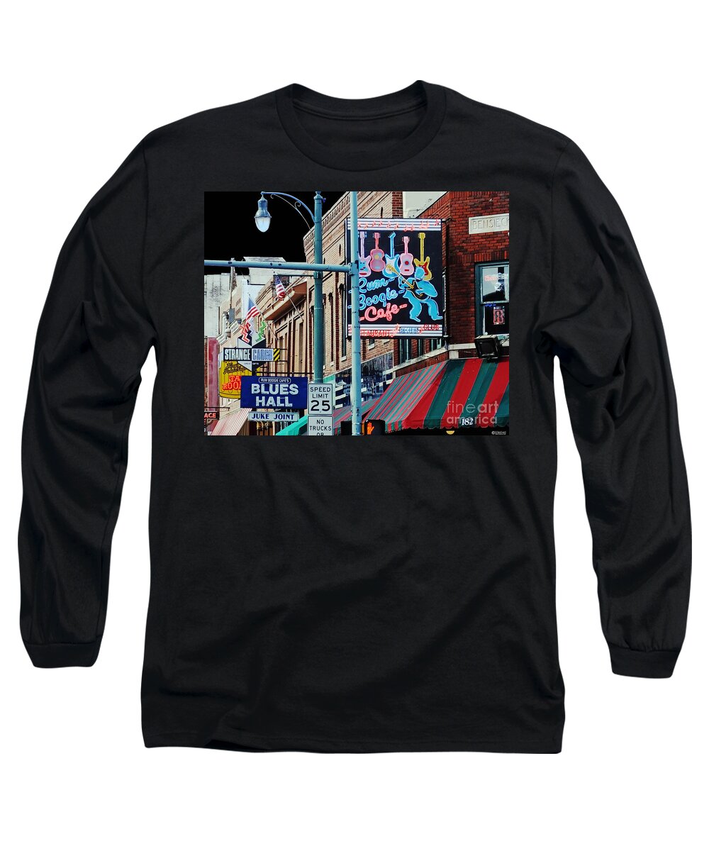 Beale St Long Sleeve T-Shirt featuring the digital art Boogie on Beale St Memphis TN by Lizi Beard-Ward