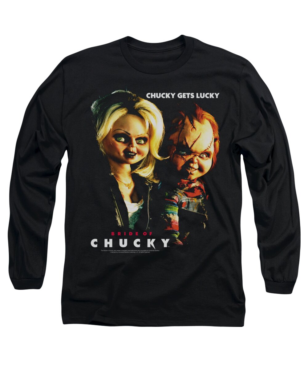 Bride Of Chucky Long Sleeve T-Shirt featuring the digital art Bride Of Chucky - Chucky Gets Lucky by Brand A