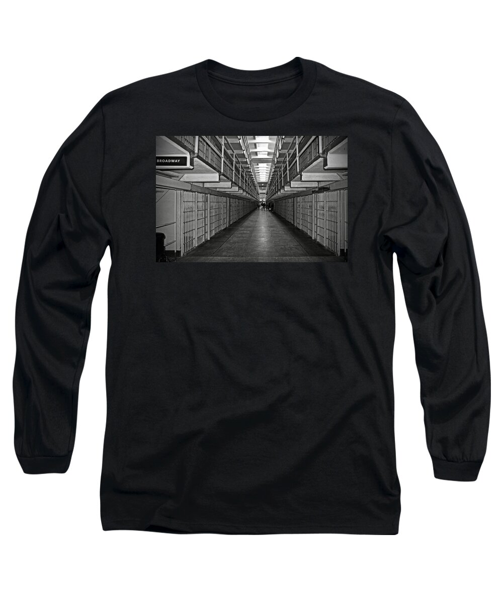 Cell Long Sleeve T-Shirt featuring the photograph Broadway walkway in Alcatraz prison by RicardMN Photography