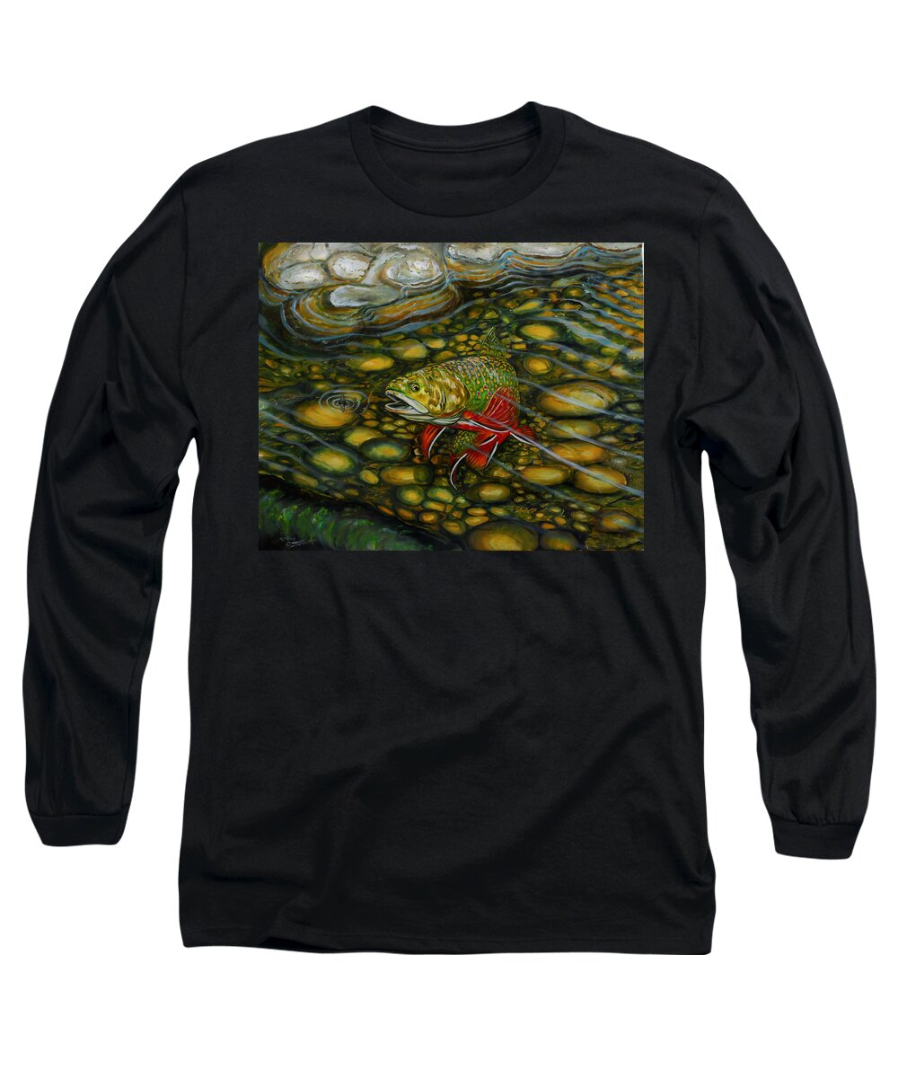 Brook Trout Long Sleeve T-Shirt featuring the painting Brook Trout by Steve Ozment