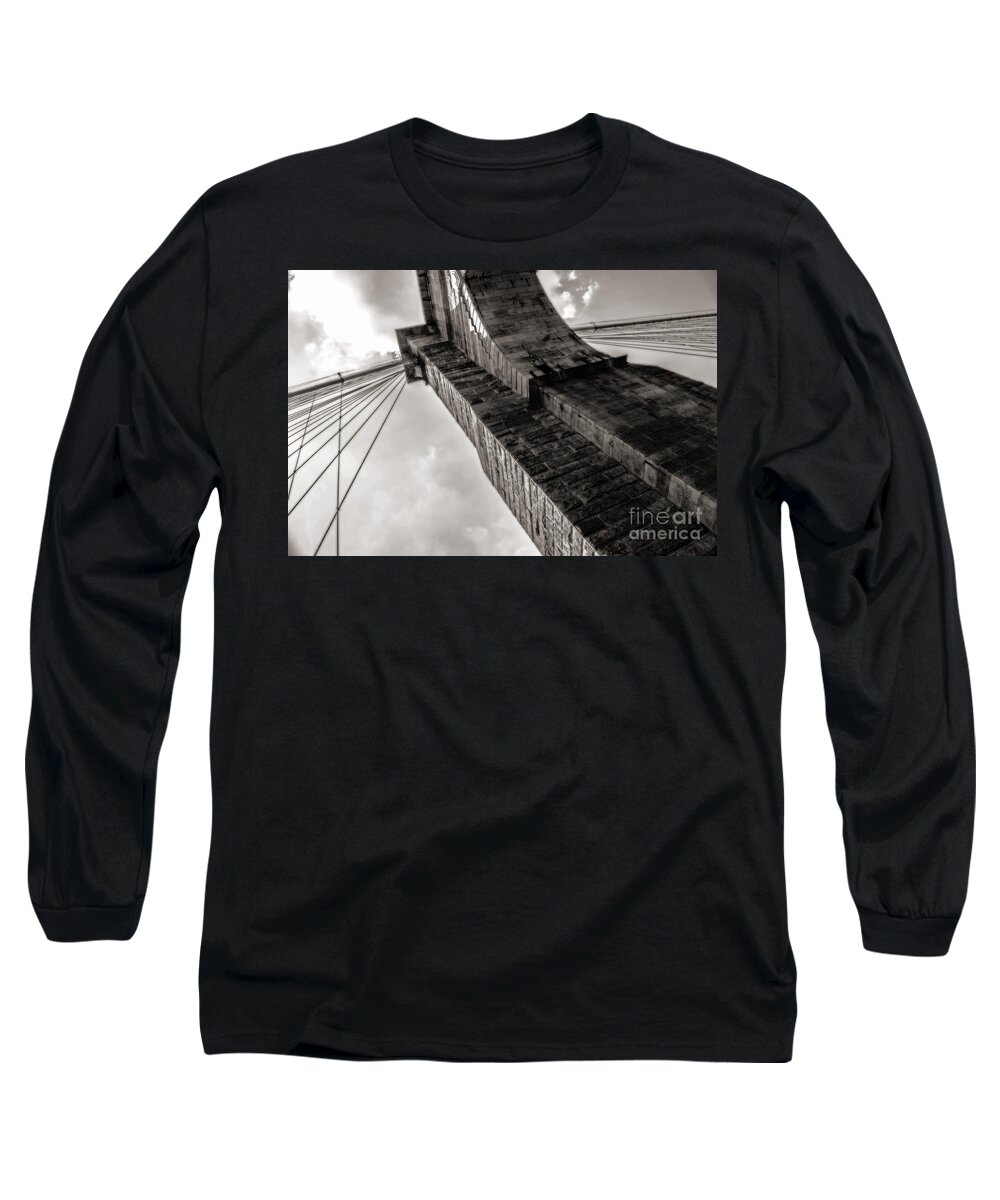 Brooklyn Long Sleeve T-Shirt featuring the photograph Brooklyn Bridge by Angela DeFrias