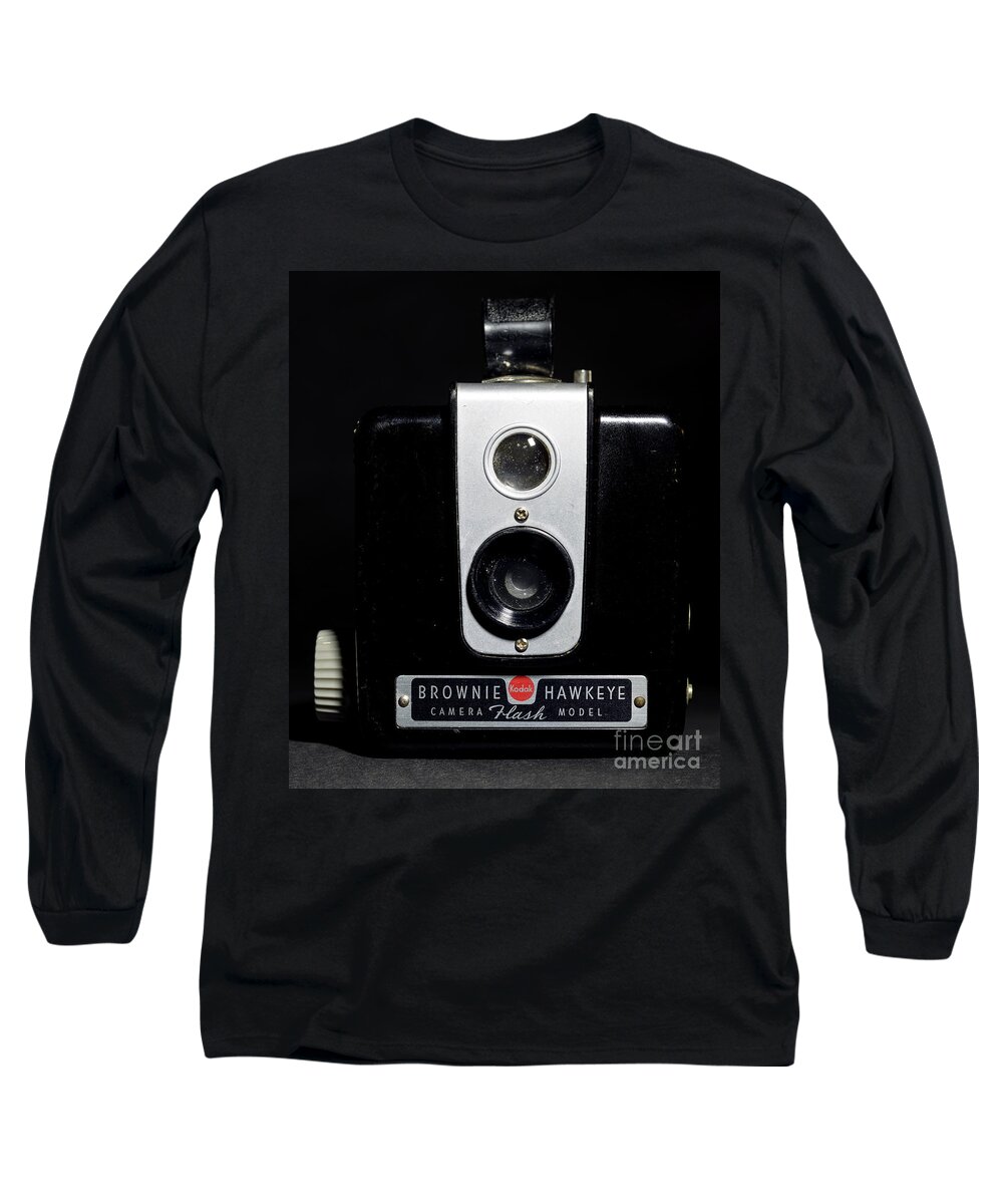Brownie Long Sleeve T-Shirt featuring the photograph Brownie Hawkeye Flash Camera by Art Whitton