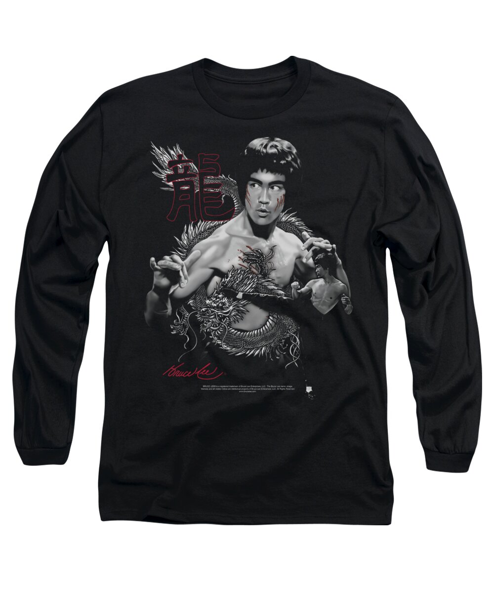 Celebrity Long Sleeve T-Shirt featuring the digital art Bruce Lee - The Dragon by Brand A