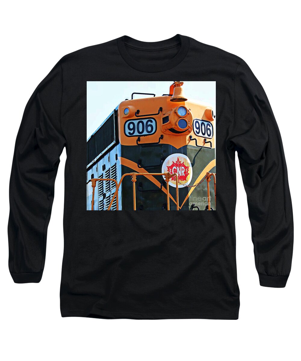 Cnr Train 906 Long Sleeve T-Shirt featuring the photograph C N R Train 906 by Barbara A Griffin