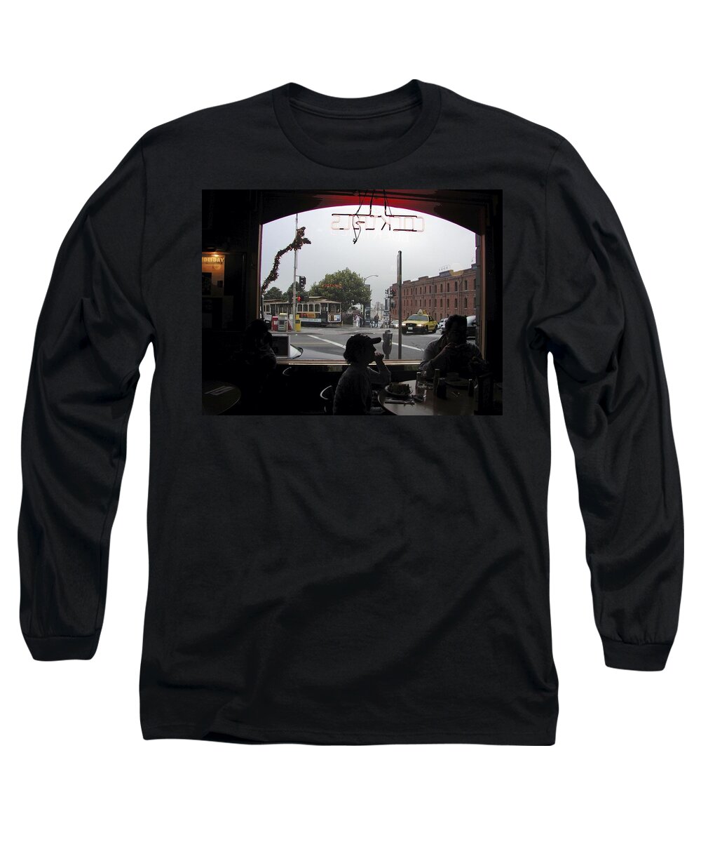 Cable Long Sleeve T-Shirt featuring the photograph Cable Car Cafe by Steve Ondrus