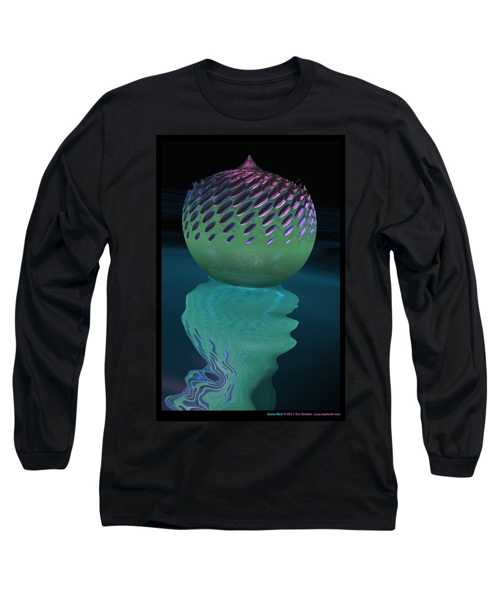 Abstract: Color; Floral & Still Life: Abstract; Floral & Still Life: Floral & Plants; Floral & Still Life: Objects Long Sleeve T-Shirt featuring the digital art Cactus Melt by Ann Stretton