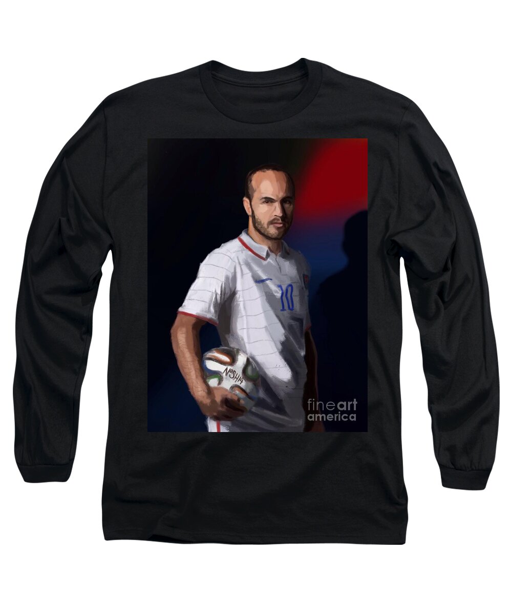 Landon Long Sleeve T-Shirt featuring the painting Captain America by Jeremy Nash