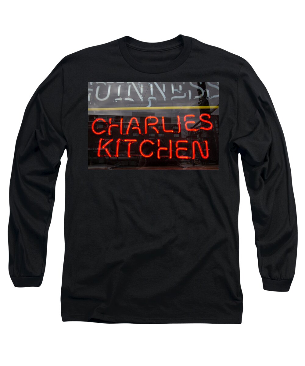 Neon Long Sleeve T-Shirt featuring the photograph Charlies Kitchen by Allan Morrison