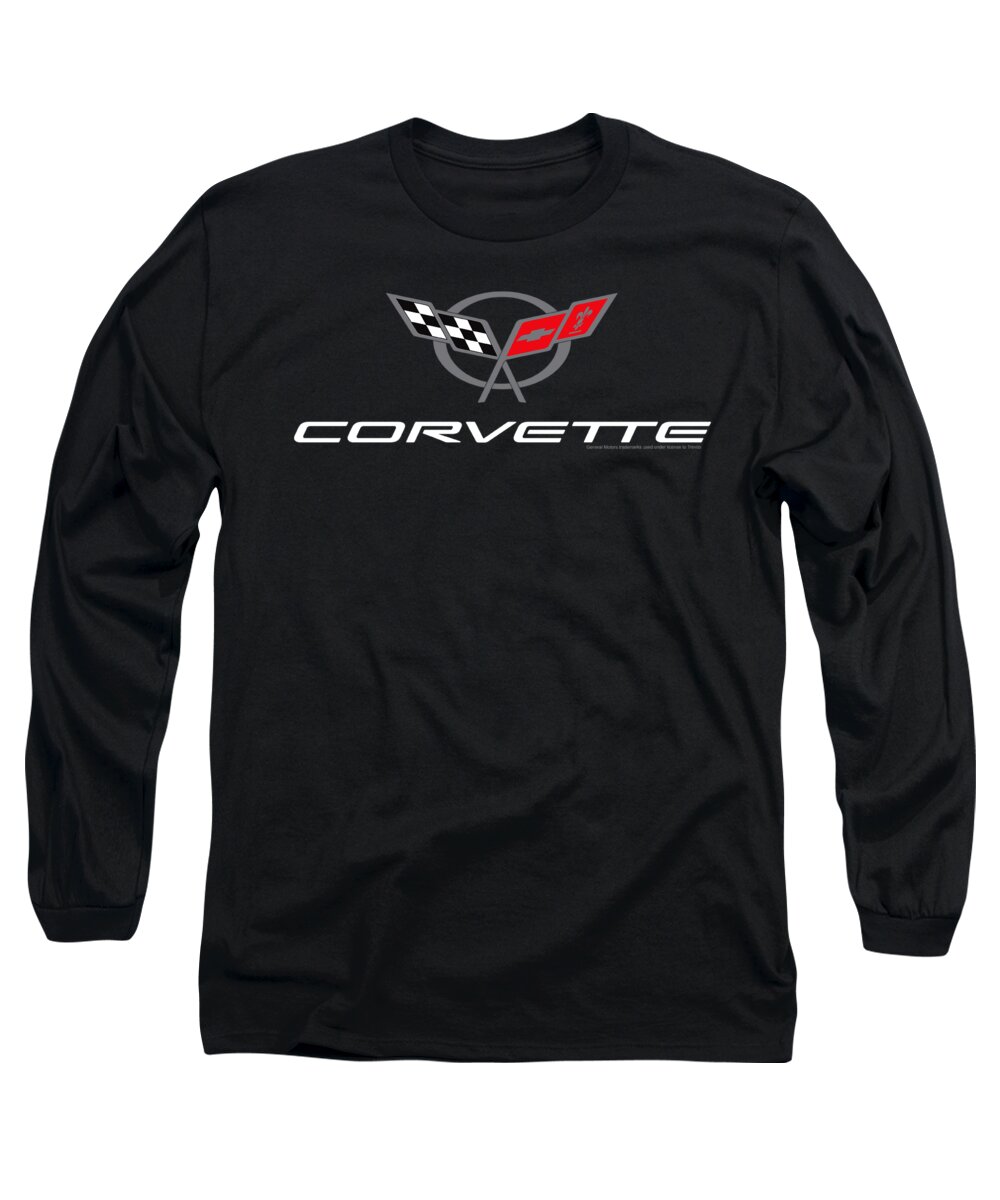  Long Sleeve T-Shirt featuring the digital art Chevrolet - Corvette Modern Emblem by Brand A