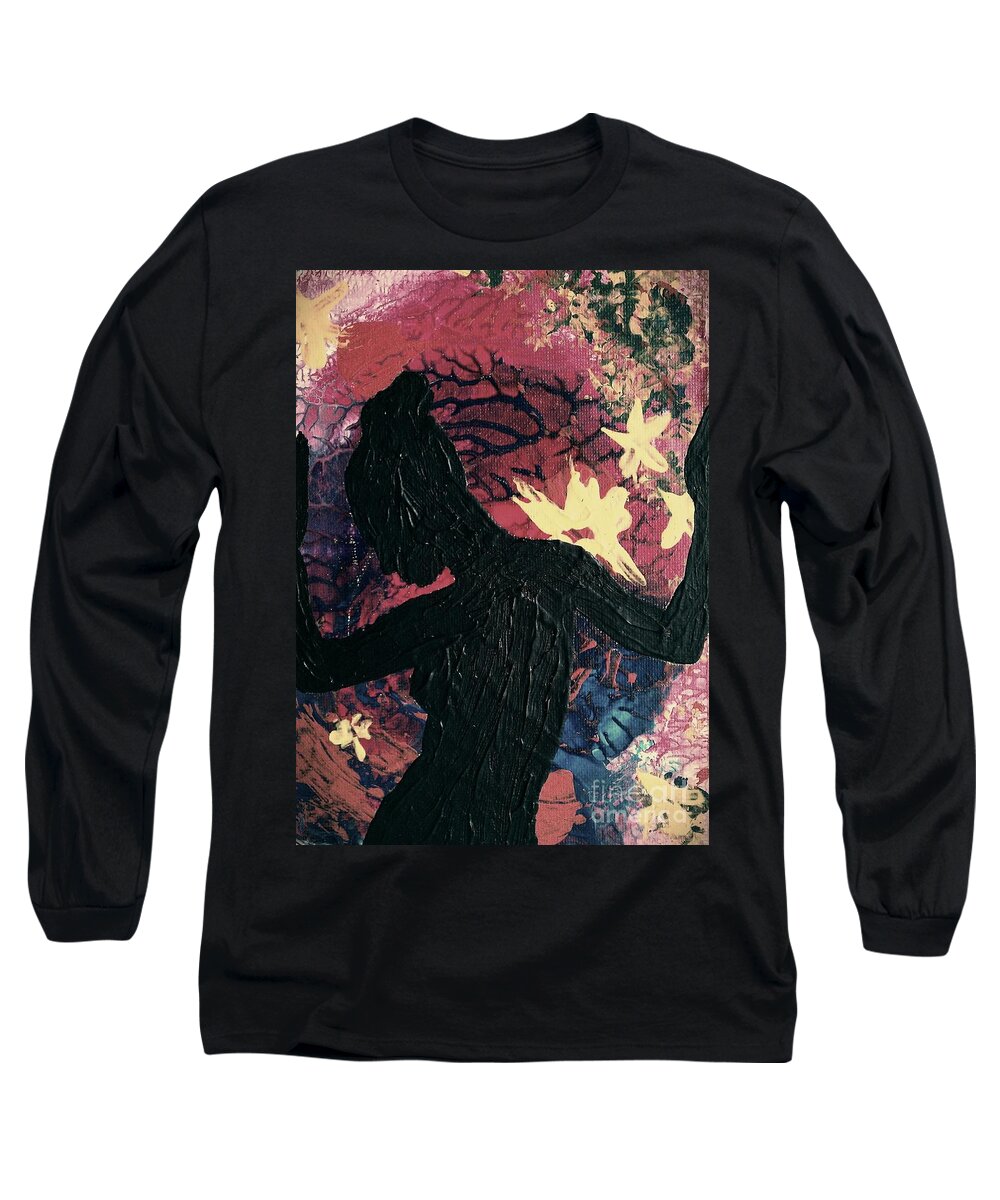 Silhouette Long Sleeve T-Shirt featuring the painting Cinnamon by Jacqueline McReynolds
