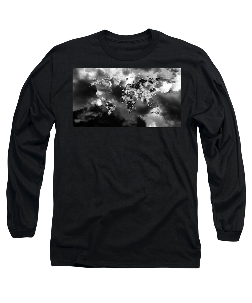 Cloud Long Sleeve T-Shirt featuring the photograph Cloud World Map by Hakon Soreide