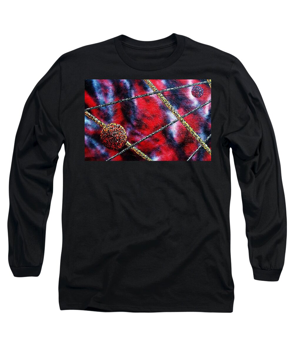 Abstract Long Sleeve T-Shirt featuring the painting Continuum IV red sky by Micah Guenther