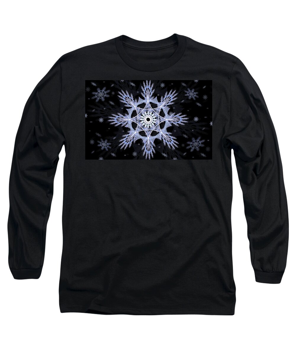 Abstract Long Sleeve T-Shirt featuring the digital art Cosmic Snowflakes by Shawn Dall